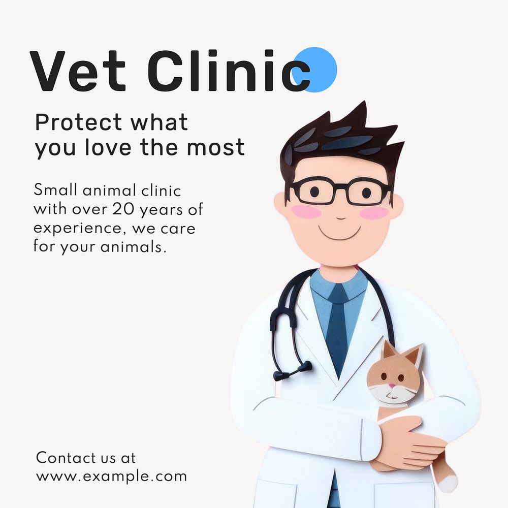 Vet clinic Instagram post template, editable text