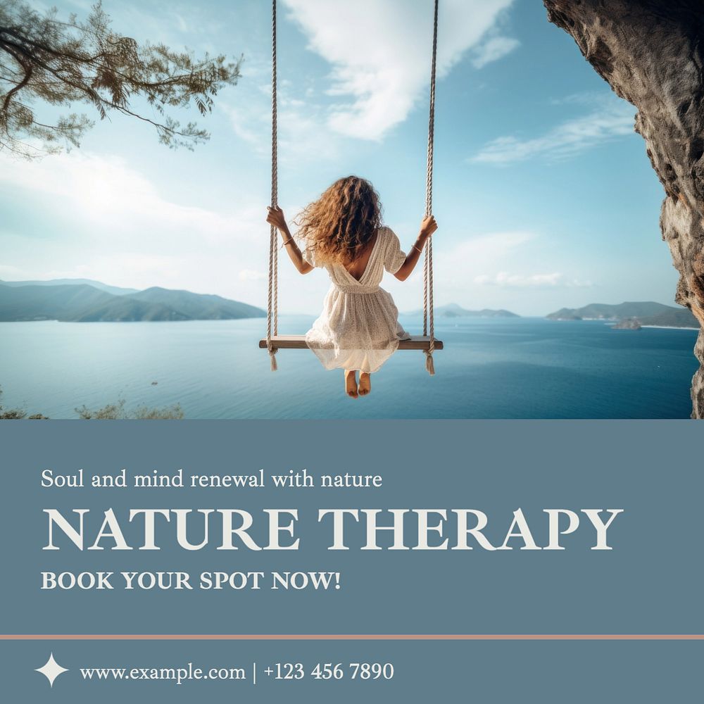 Nature therapy Instagram post template, editable text