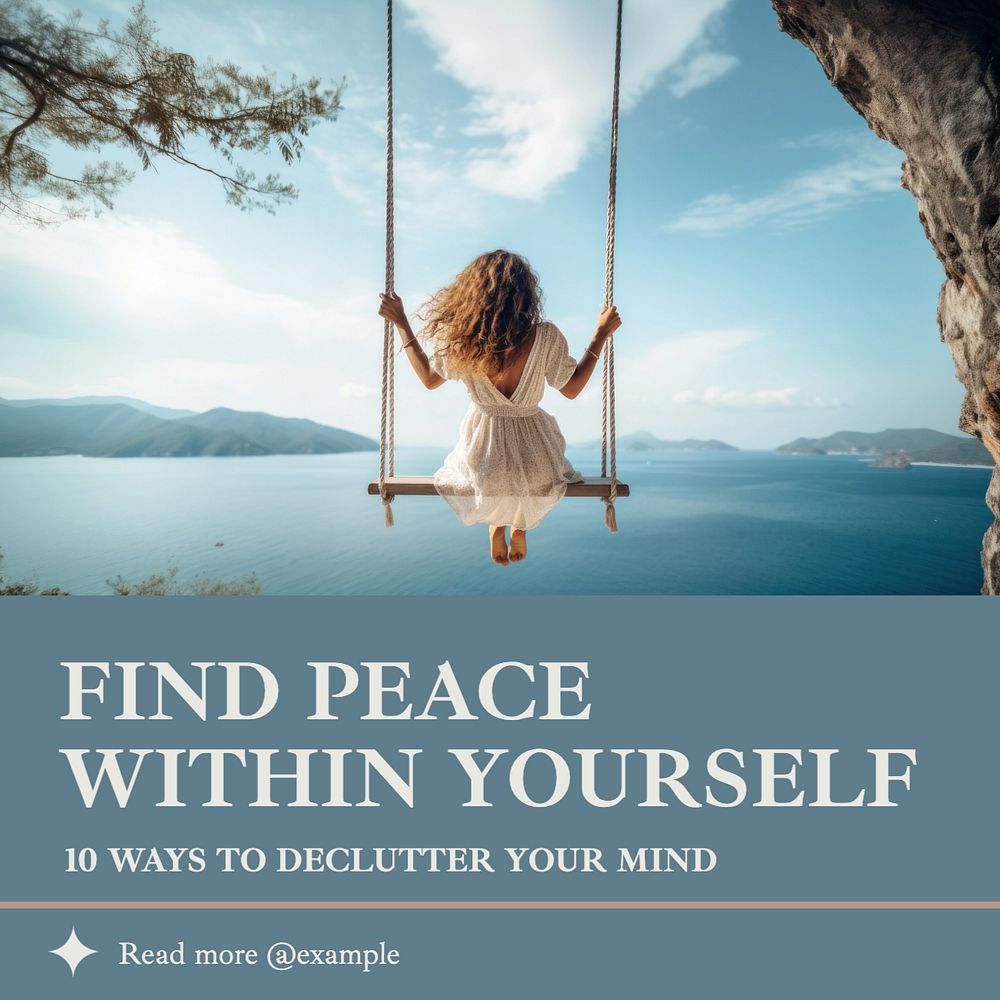 Meditation guide Instagram post template, editable text