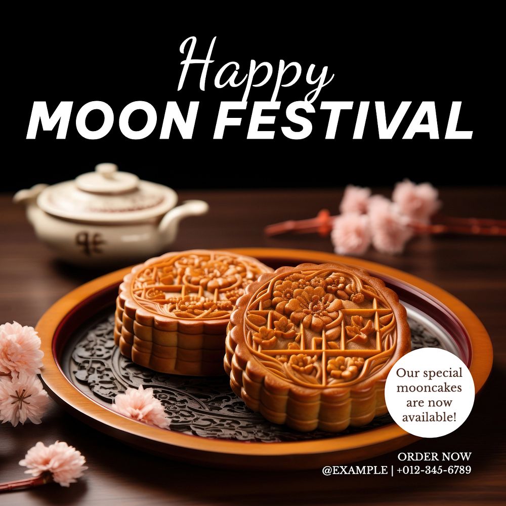 Moon festival Instagram post template, editable text