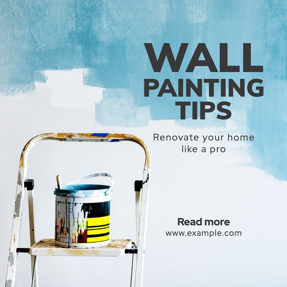 Wall painting tips Instagram post template, editable text