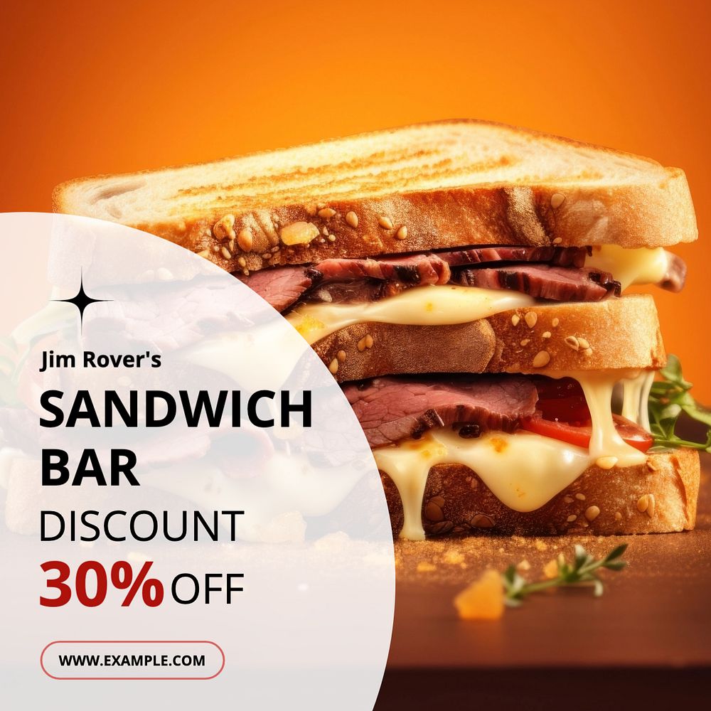 Sandwich bar Instagram post template, editable text