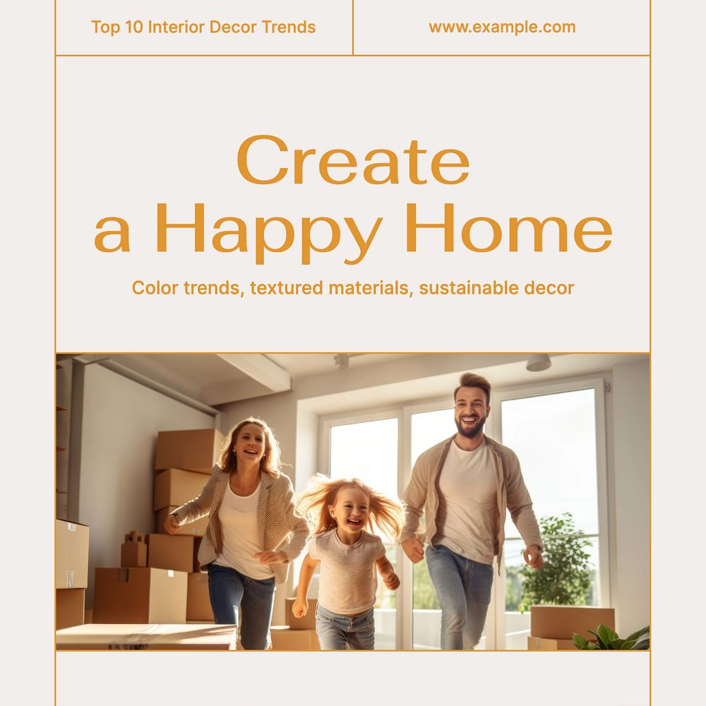 Happy home Instagram post template, editable text