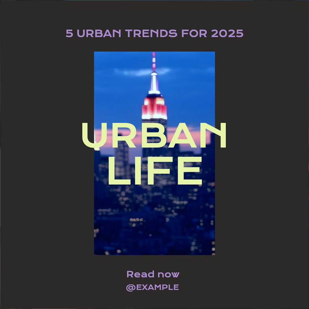 Urban life Instagram post template, editable text