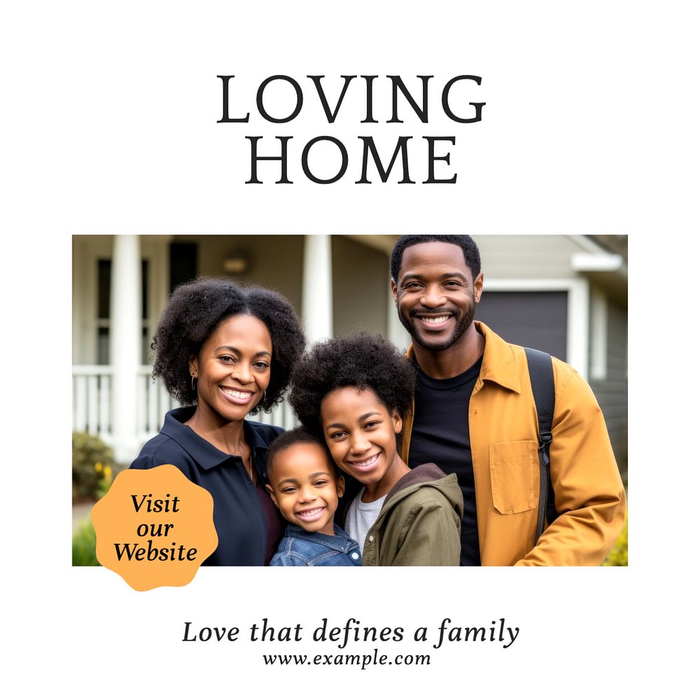 Loving home Instagram post template, editable text