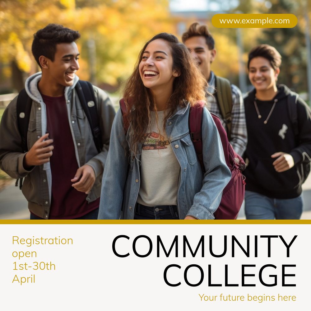 Community college Instagram post template, editable text