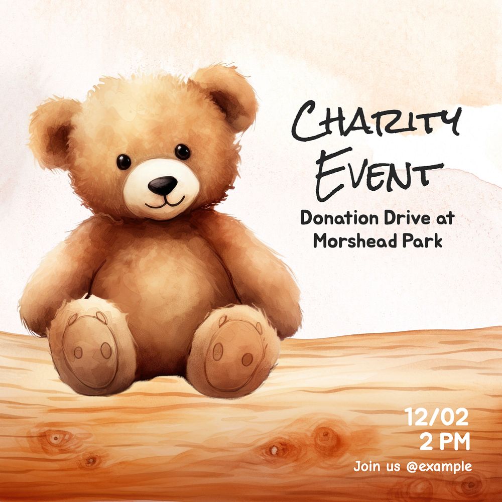 Charity event Instagram post template, editable text