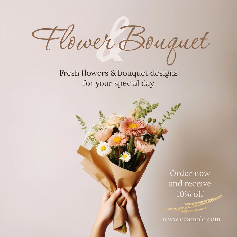 Flower & bouquet Instagram post template, editable text