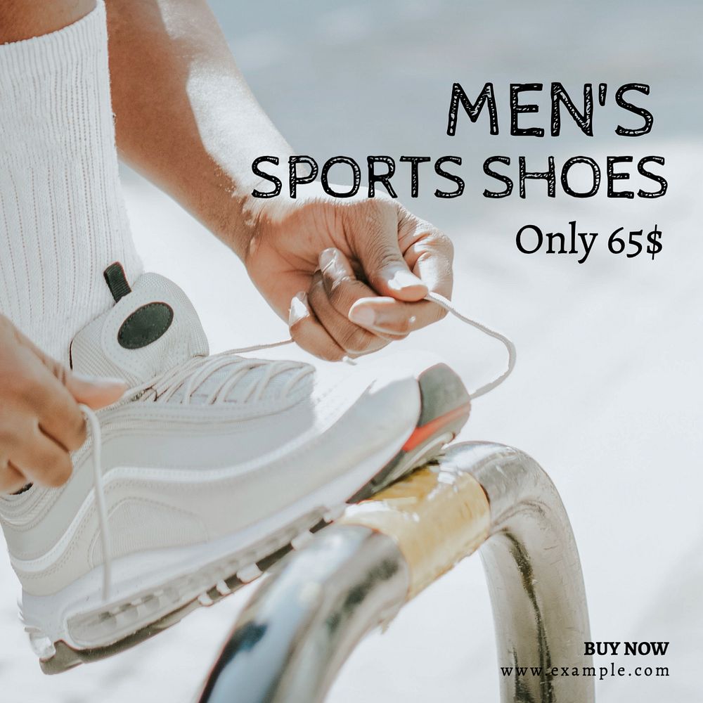 Men sport shoes Instagram post template, editable text