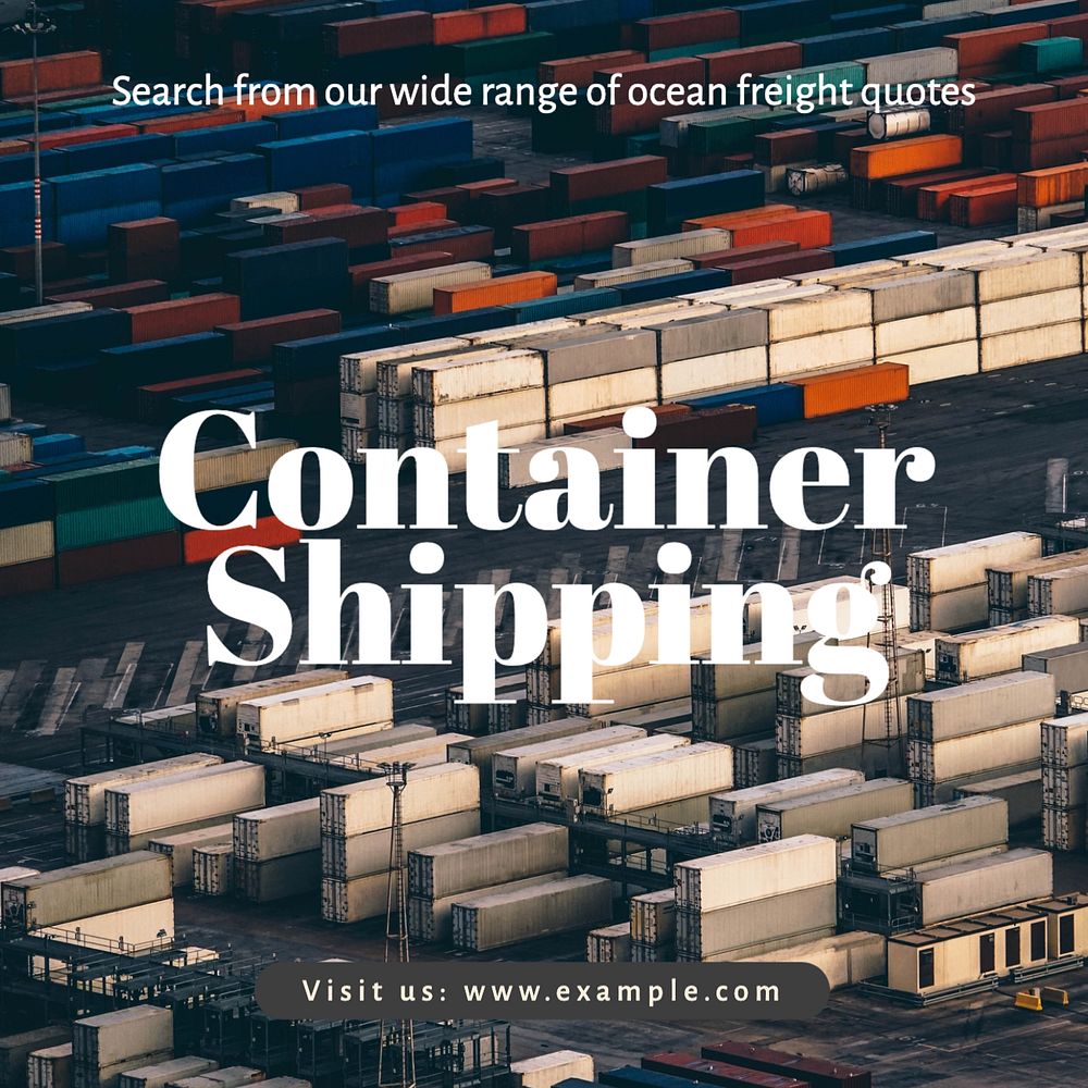 Container shipping Instagram post template, editable text