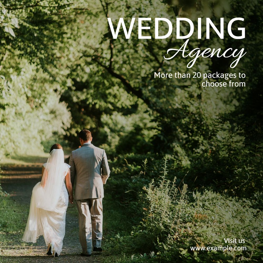 Wedding agency Instagram post template, editable text