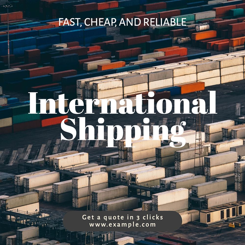 International shipping Instagram post template, editable text