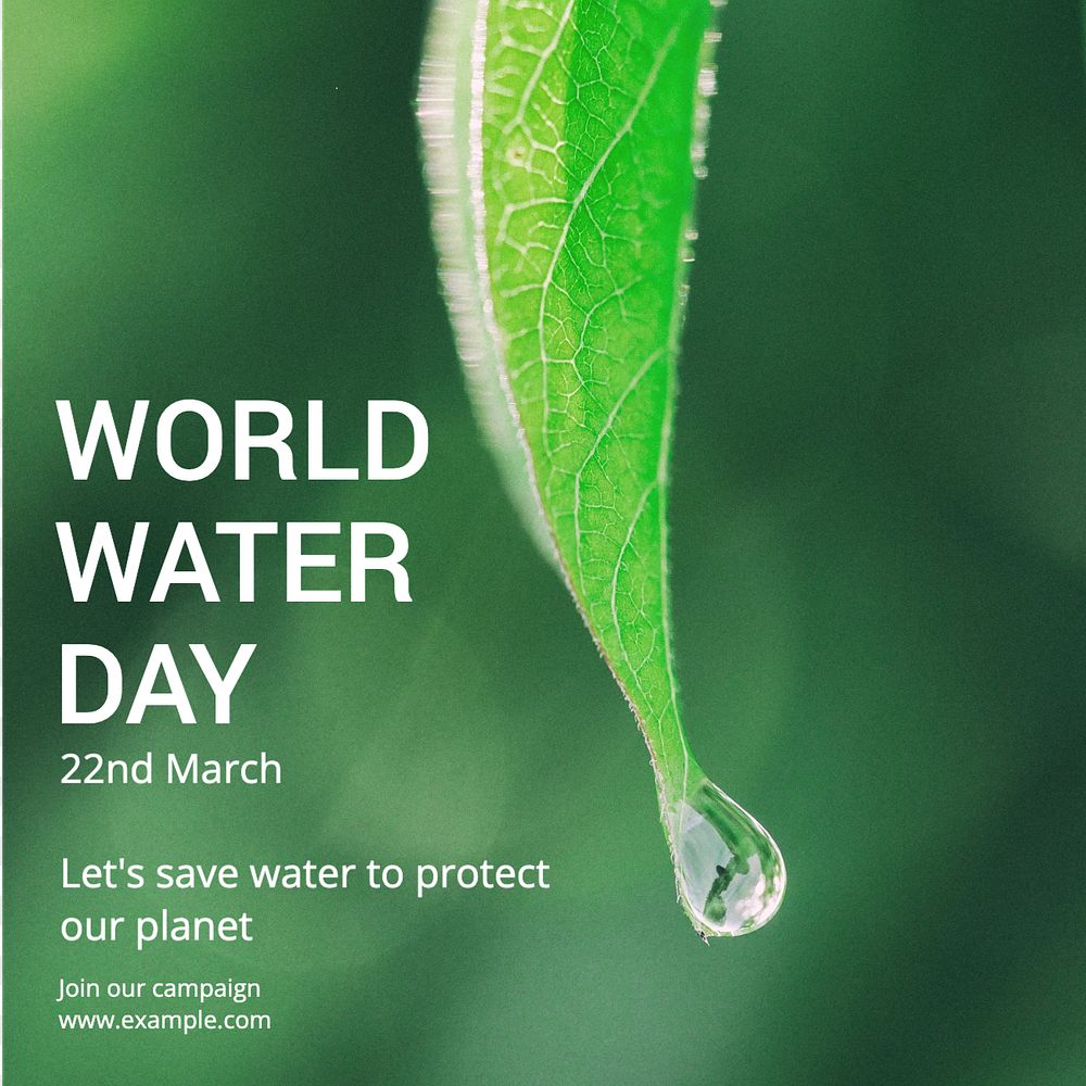 World water day Instagram post template, editable text