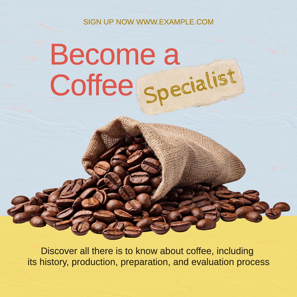 Coffee specialist Instagram post template, editable text