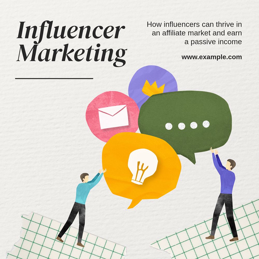 Influencer marketing Instagram post template, editable text