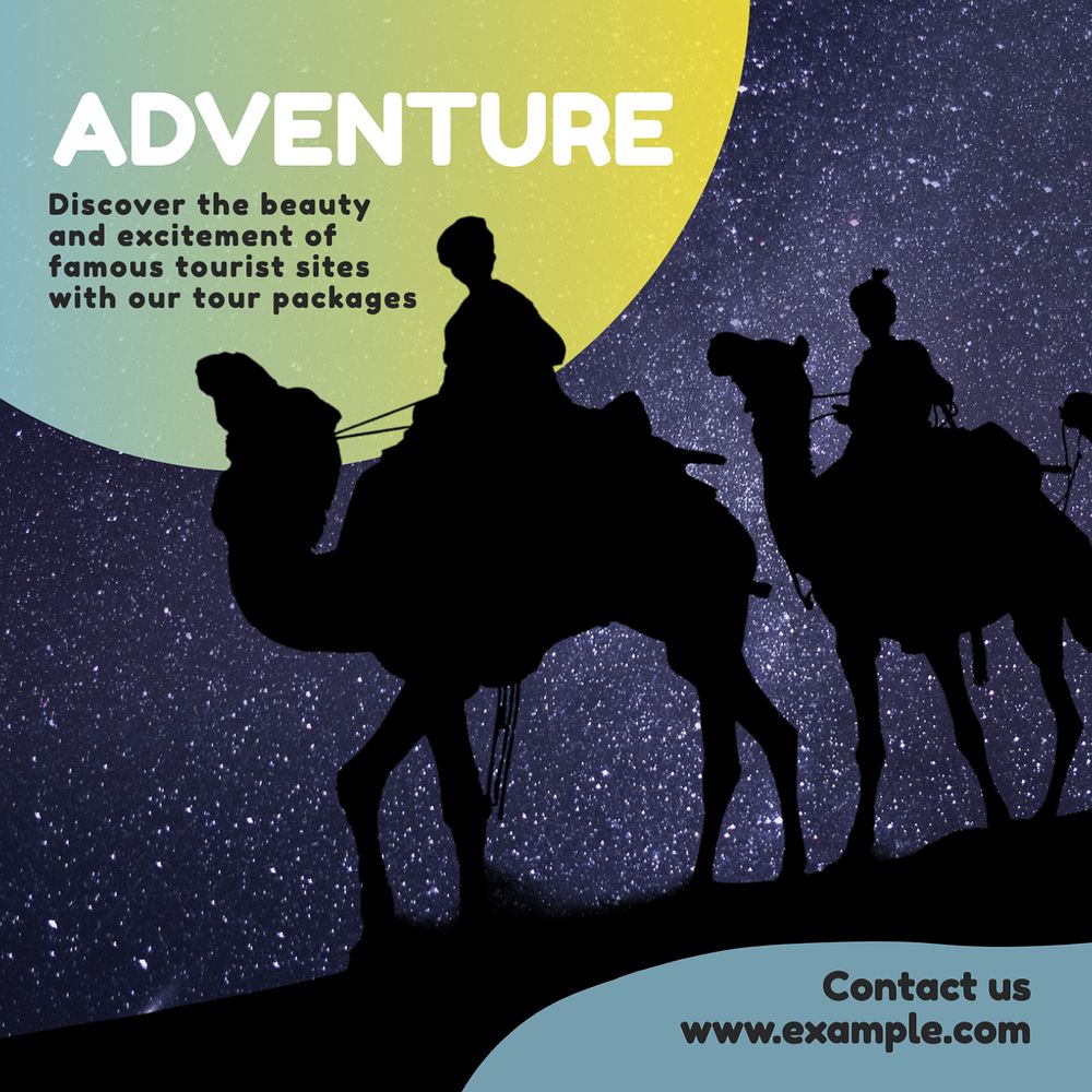 Adventure tourist Instagram post template, editable text