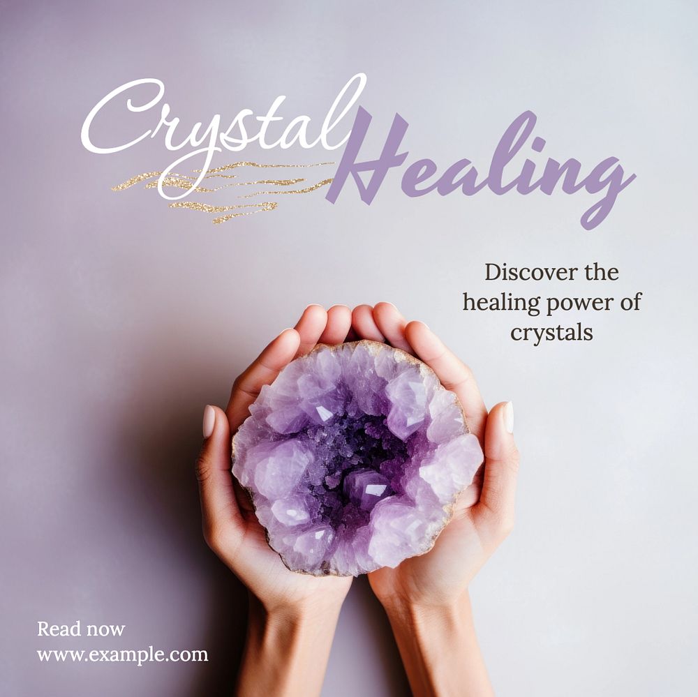 Crystal healing Instagram post template, editable text