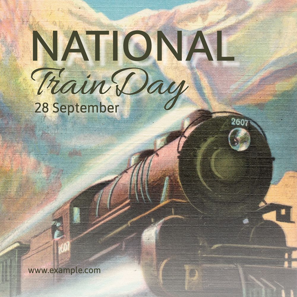 National train day  Instagram post template, editable text