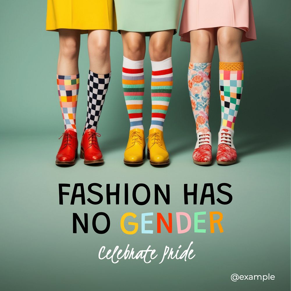 Fashion has no gender Instagram post template, editable text