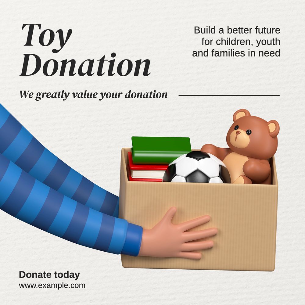 Toy donation Instagram post template, editable text