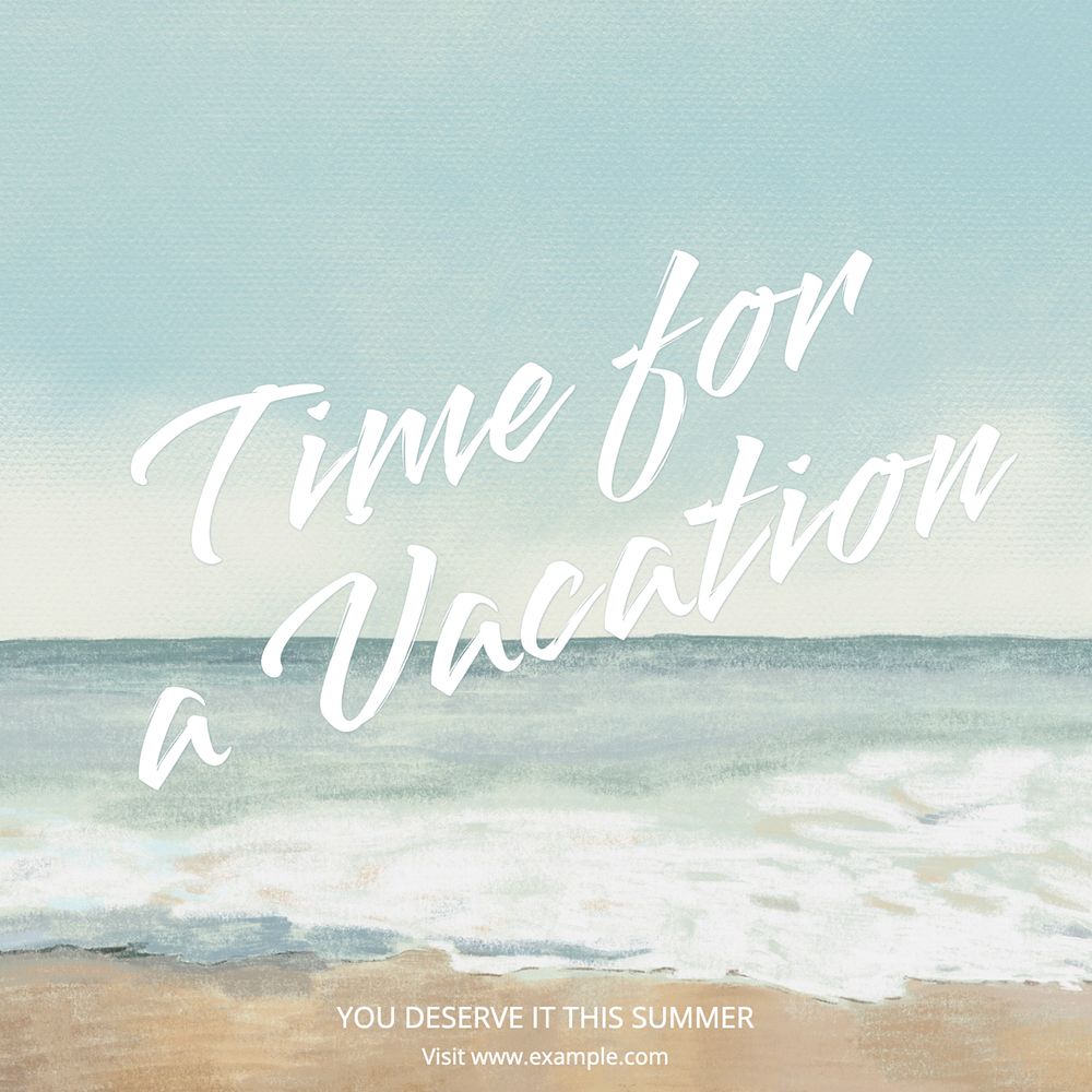 Summer vacation Instagram post template, editable text