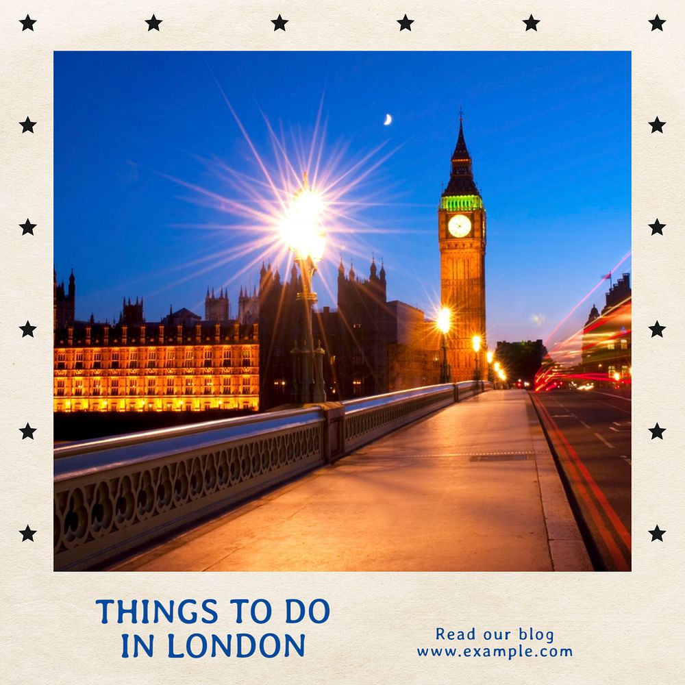 London travel Instagram post template, editable text