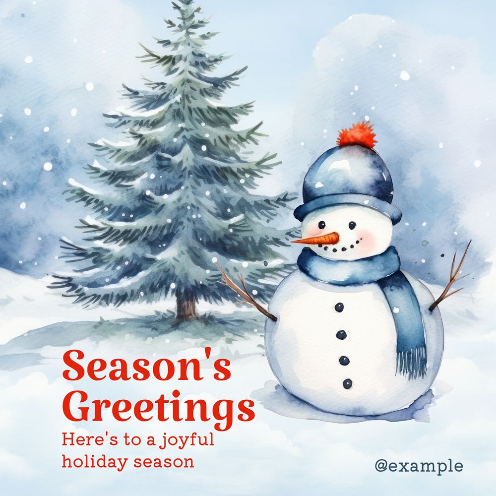 Season's greetings Instagram post template, editable text