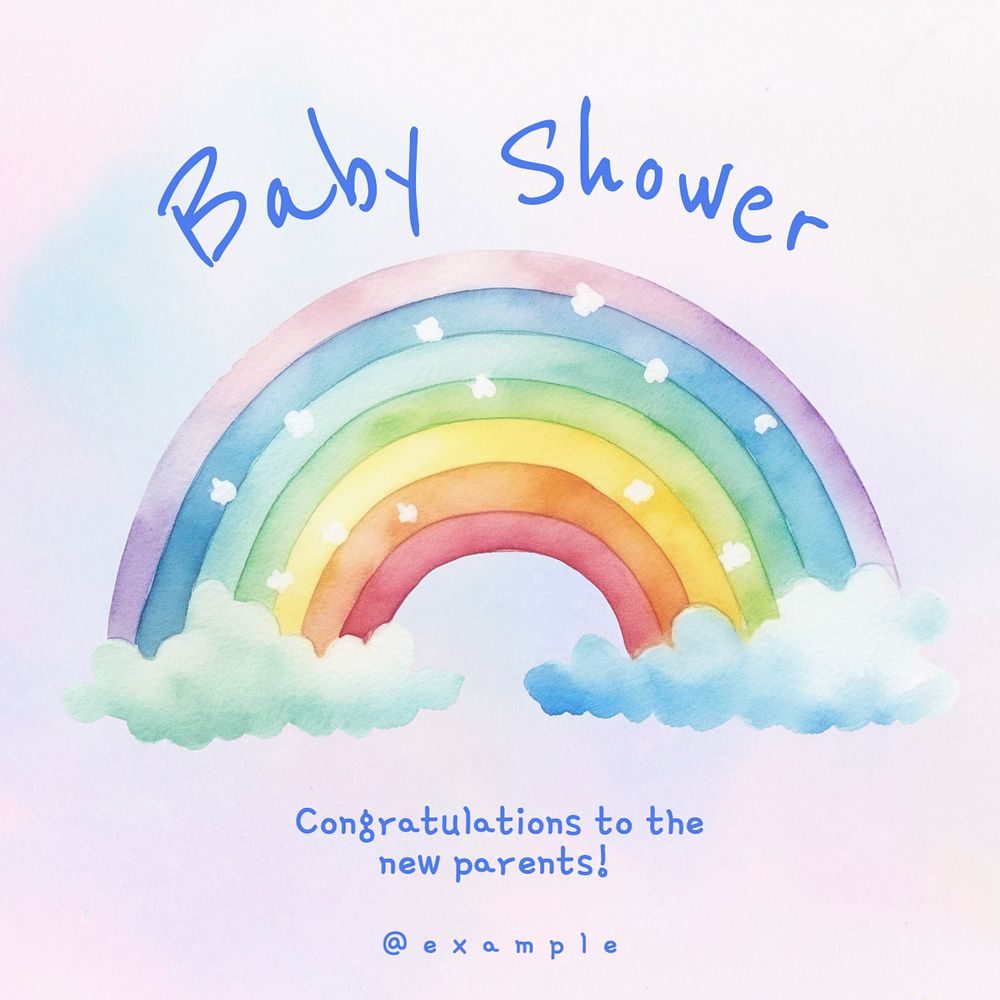 Baby shower Instagram post template, editable text