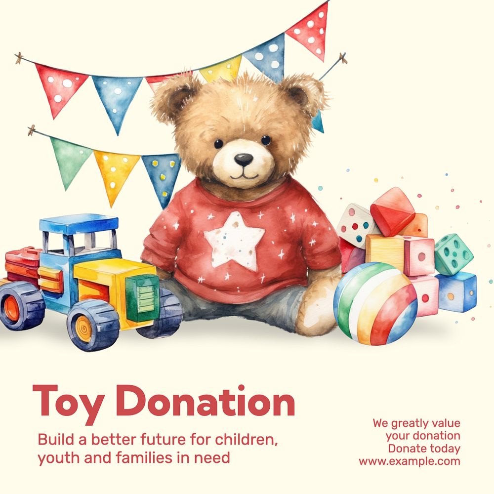 Toy donation Instagram post template, editable text