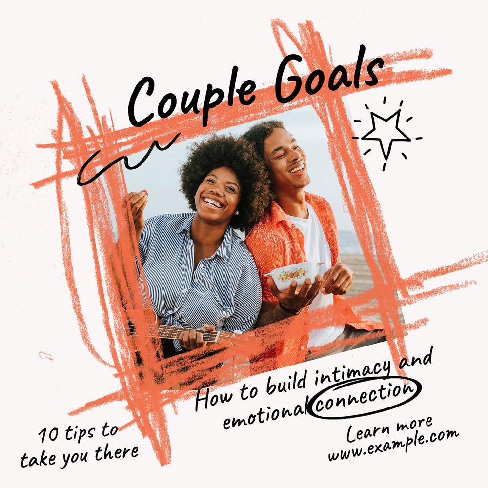 Couple goals Instagram post template, editable text