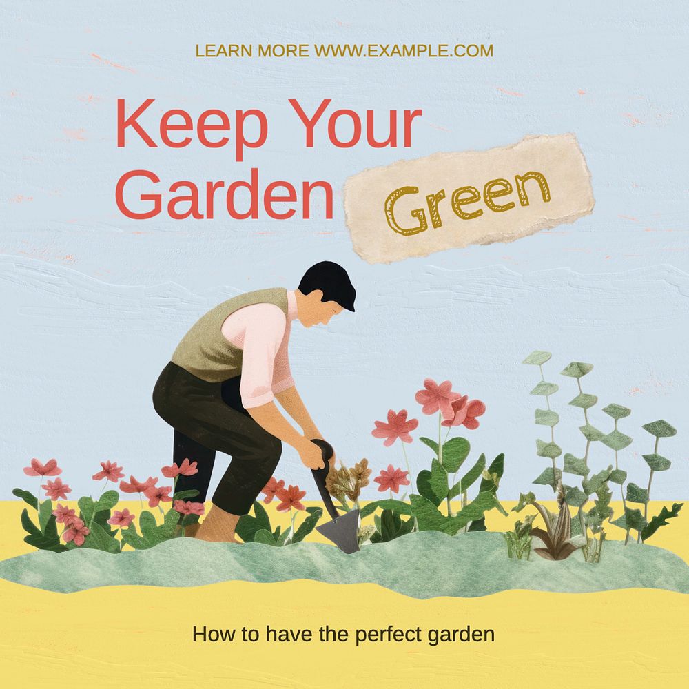 Gardening Instagram post template, editable text