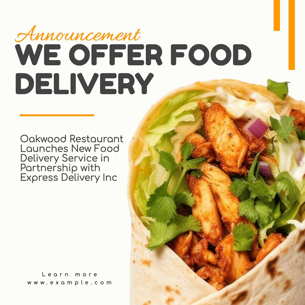 Food delivery Instagram post template, editable text