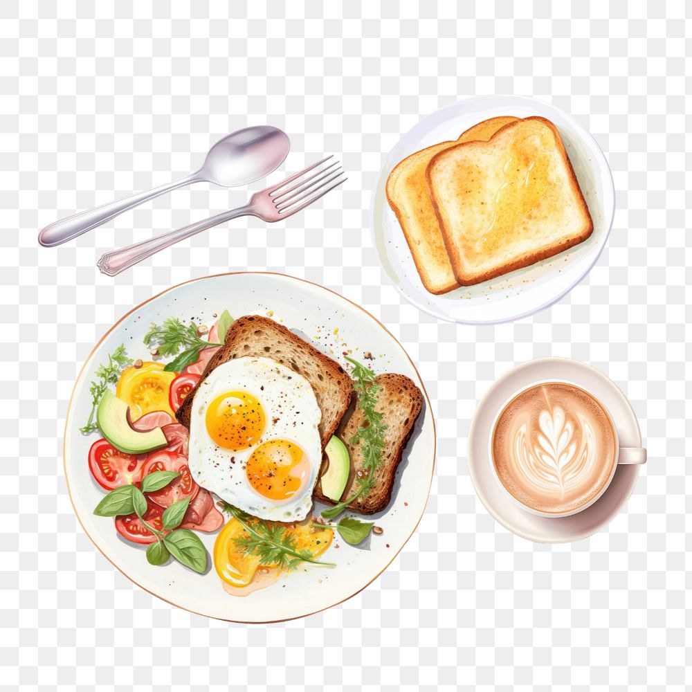 Editable breakfast toast png element, food digital art