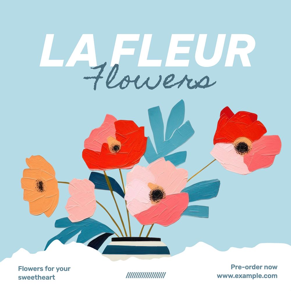 Flower shop Instagram post template, editable text