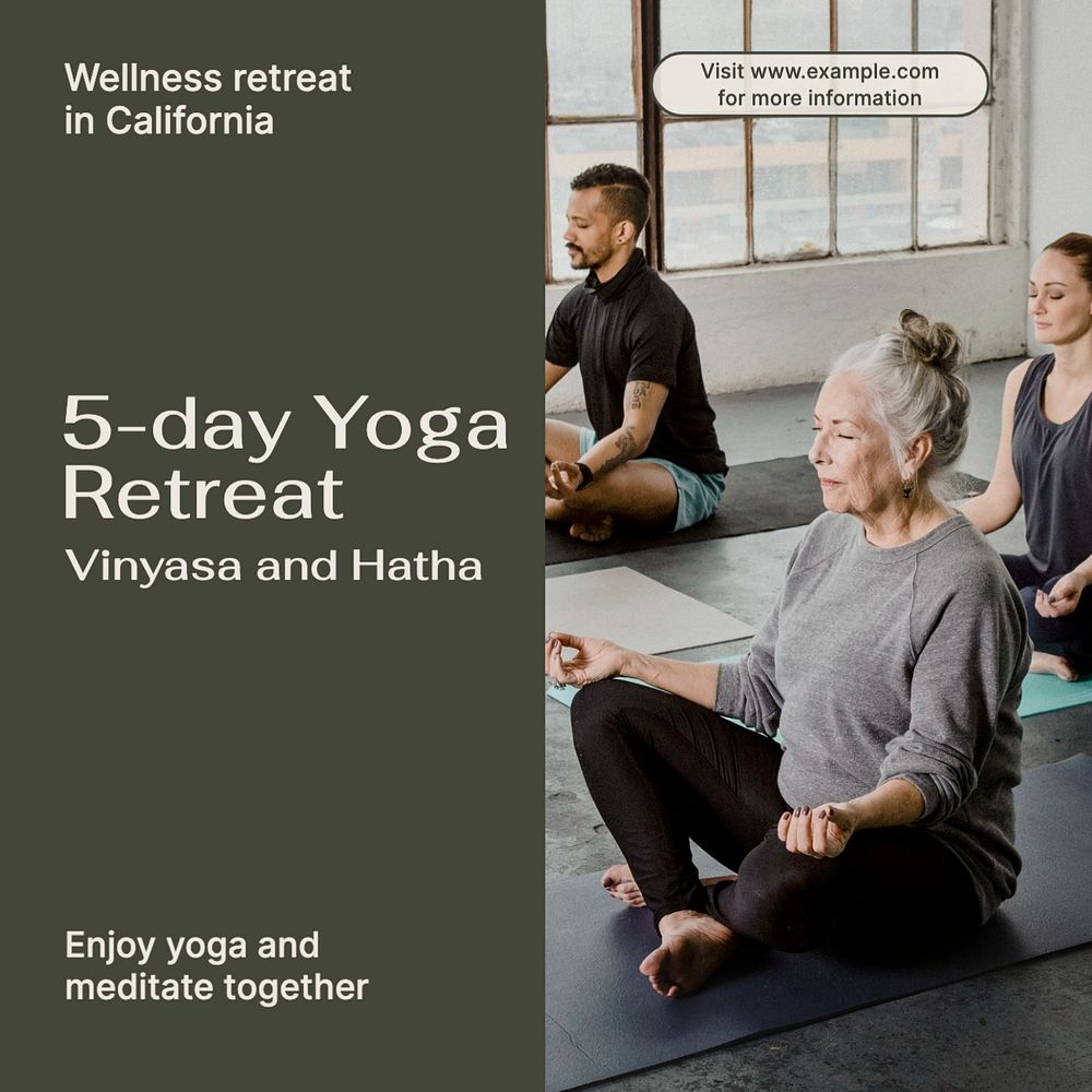 Yoga retreat  Instagram post template, editable text