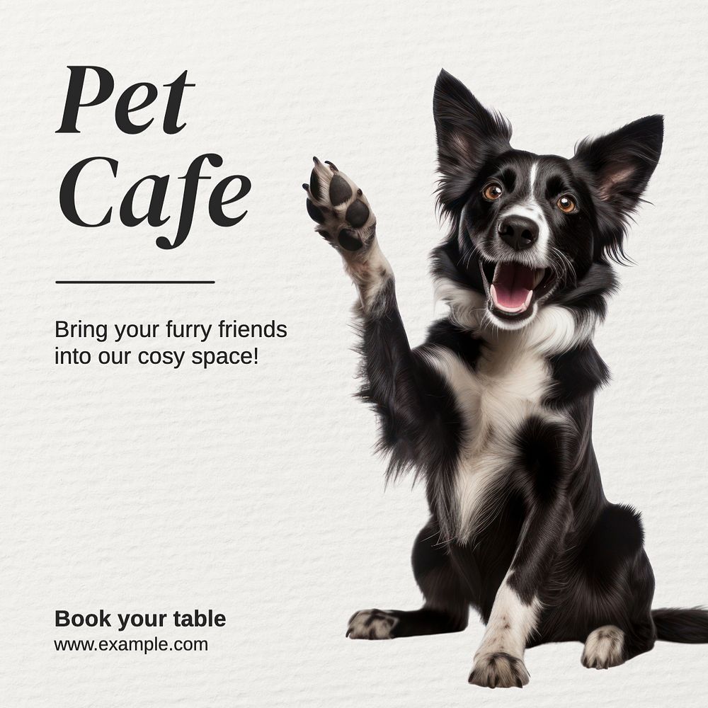 Pet cafe Instagram post template, editable text