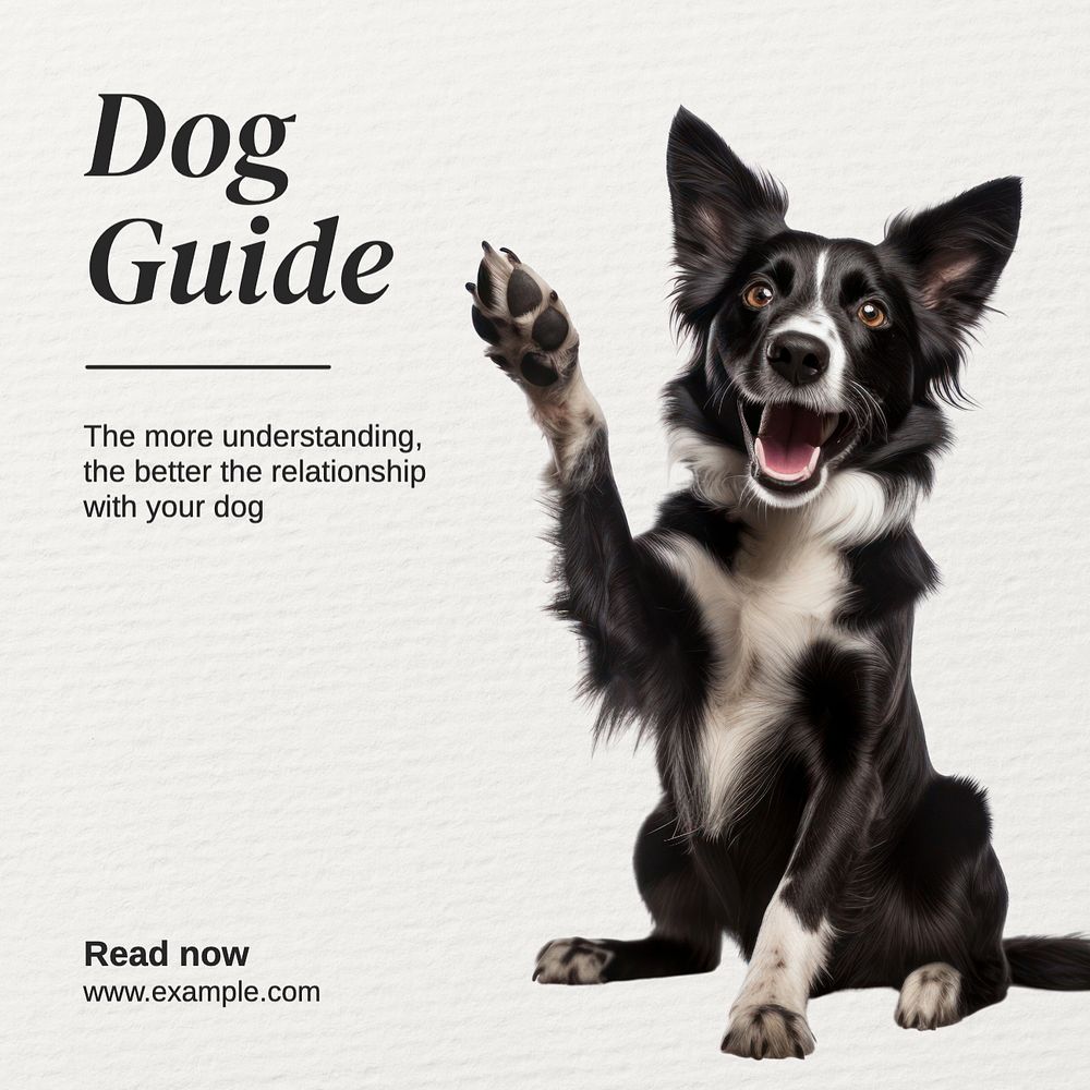 Dog guide Instagram post template, editable text