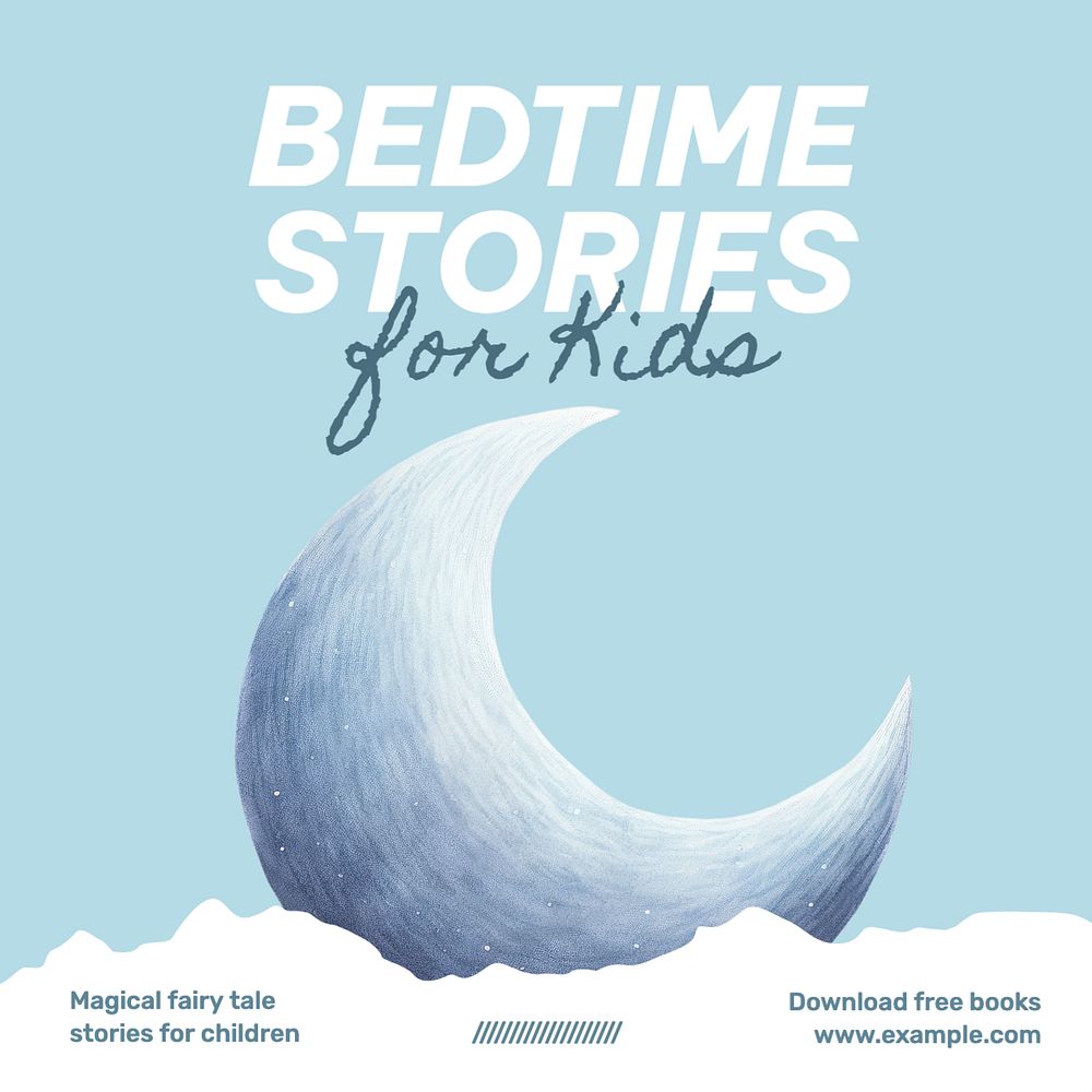 Bedtime stories Instagram post template, editable text