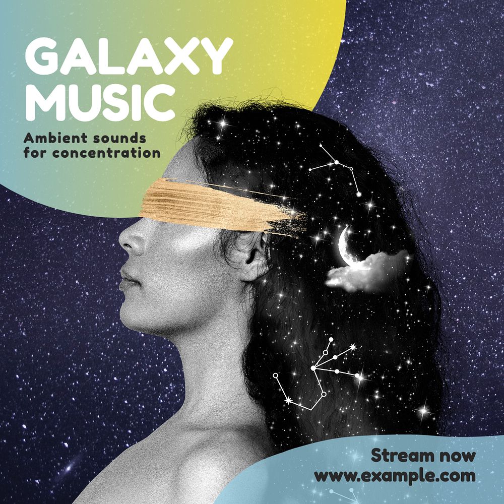 Galaxy music Instagram post template, editable text