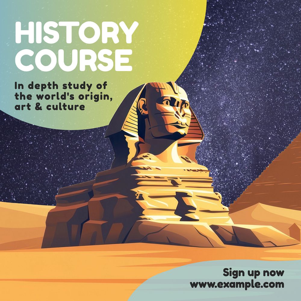 History course Instagram post template, editable text