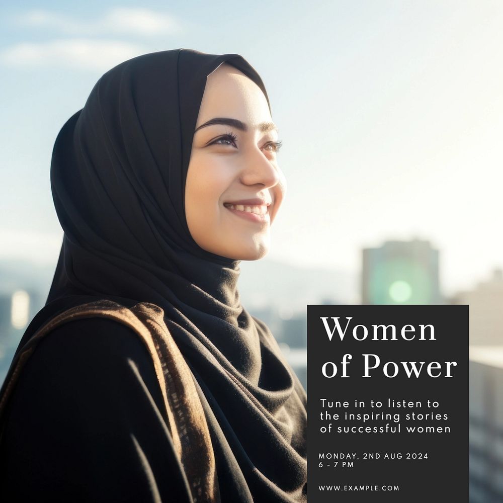 Women podcast power Instagram post template, editable text