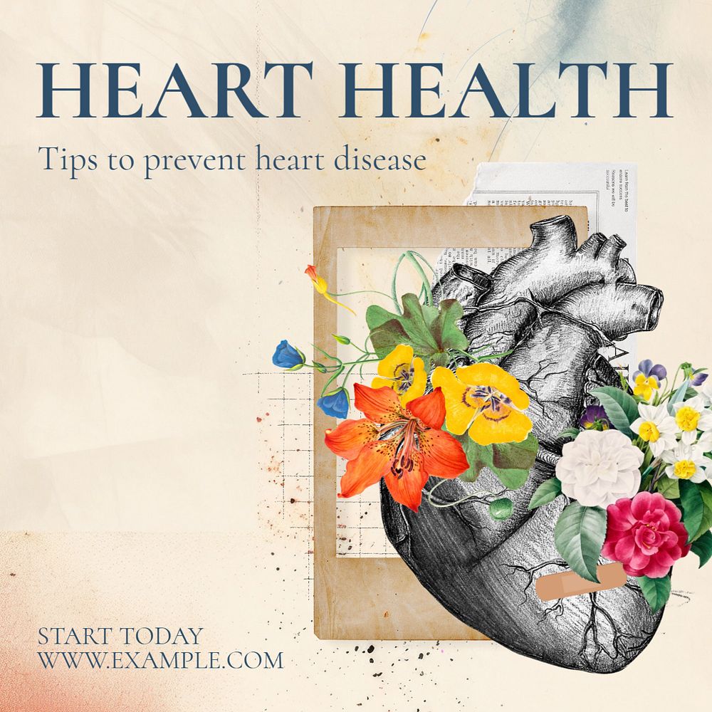 Heart health Instagram post template, editable text