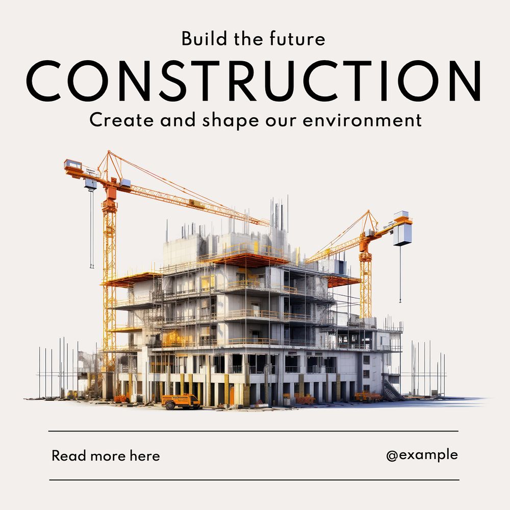 Construction Instagram post template, editable text