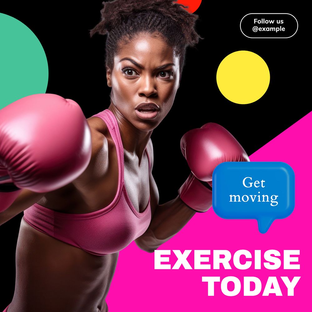 Exercise today Instagram post template, editable text