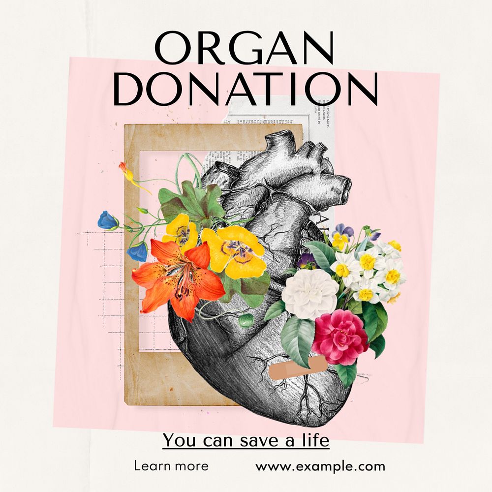 Organ donation Instagram post template, editable text