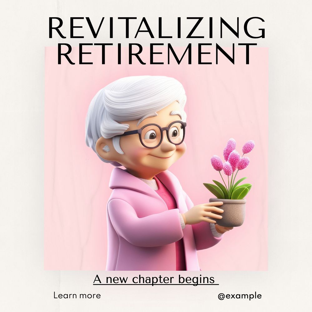 Retirement Instagram post template, editable text