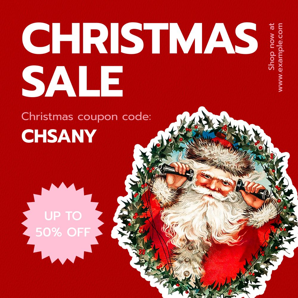 Christmas sale Instagram post template, editable text