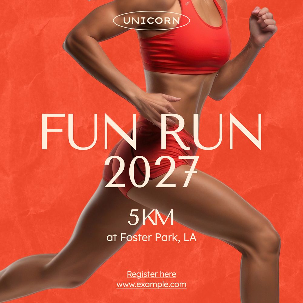 Fun run event Instagram post template, editable text