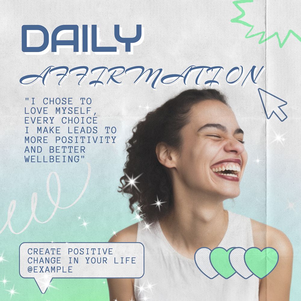 Daily affirmation Instagram post template, editable text