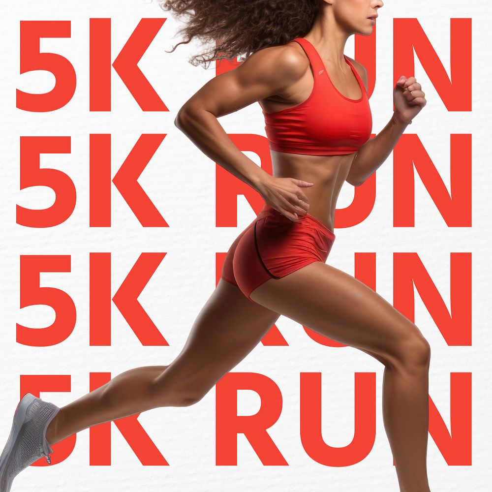 5K Run Instagram post template, editable text